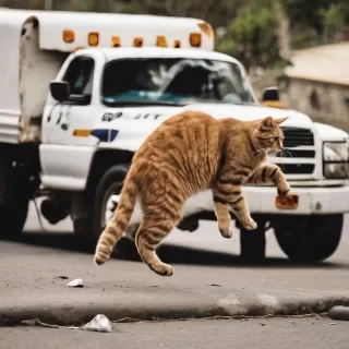 gato salvando un camion